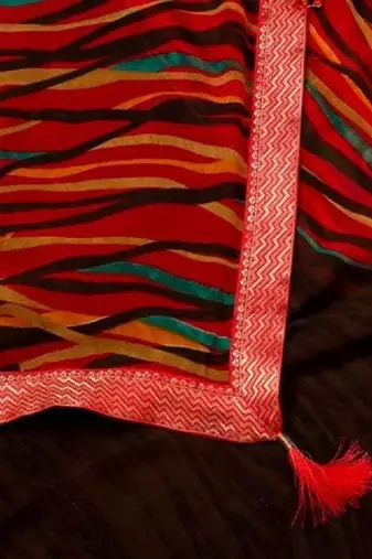 Pure chiffon fusion leheriya saree