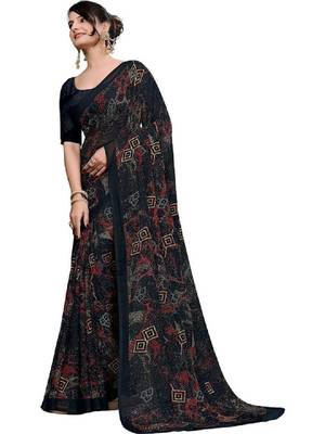 Ombre poly georgette bandhani saree 1