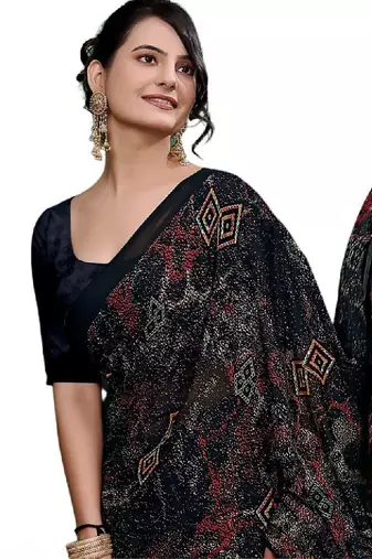 Ombre poly georgette bandhani saree