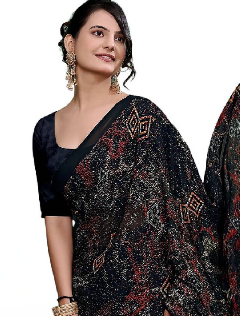 Ombre poly georgette bandhani saree