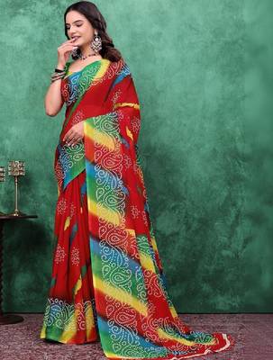 Bandhani poly georgette bandhani saree 1