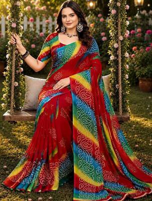 Bandhani poly georgette bandhani saree 4
