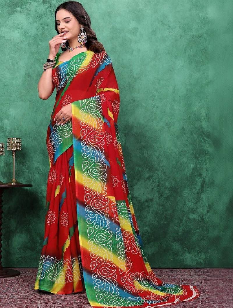Bandhani poly georgette bandhani saree