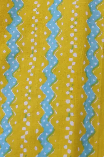 Yellow premium cotton handblock printed blouse