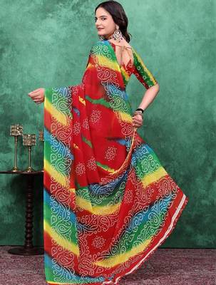Bandhani poly georgette bandhani saree 2
