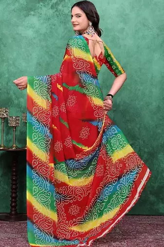 Bandhani poly georgette bandhani saree