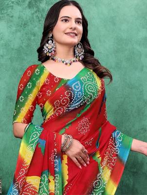 Bandhani poly georgette bandhani saree 4