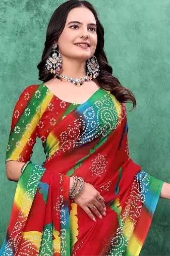Bandhani poly georgette bandhani saree