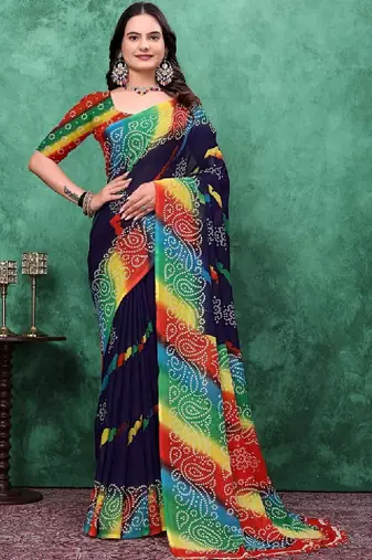 Bandhani poly georgette bandhani saree