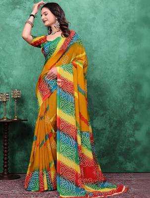 Bandhani poly georgette bandhani saree 1