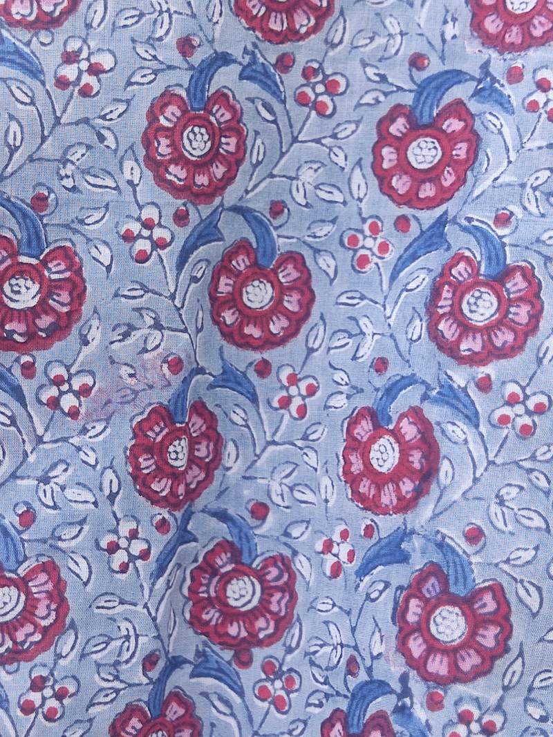 Blue premium cotton handblock printed blouse