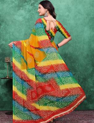 Bandhani poly georgette bandhani saree 2