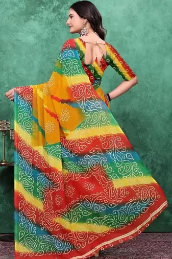 Bandhani poly georgette bandhani saree
