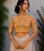 Multicolor premium cotton handblock printed blouse