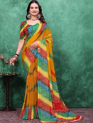 Bandhani poly georgette bandhani saree 4