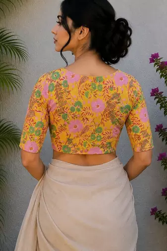 Multicolor premium cotton handblock printed blouse