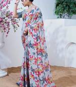 Floral poly georgette leheriya saree