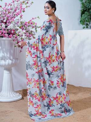 Floral poly georgette leheriya saree 2