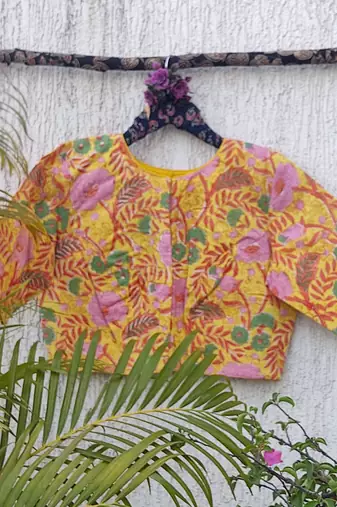 Multicolor premium cotton handblock printed blouse