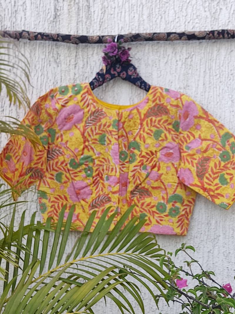 Multicolor premium cotton handblock printed blouse
