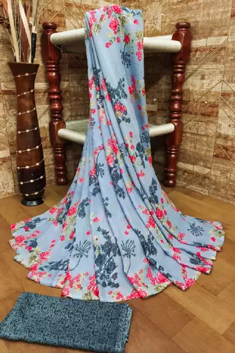 Floral poly georgette leheriya saree