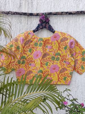 Multicolor premium cotton handblock printed blouse 4