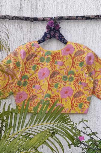 Multicolor premium cotton handblock printed blouse