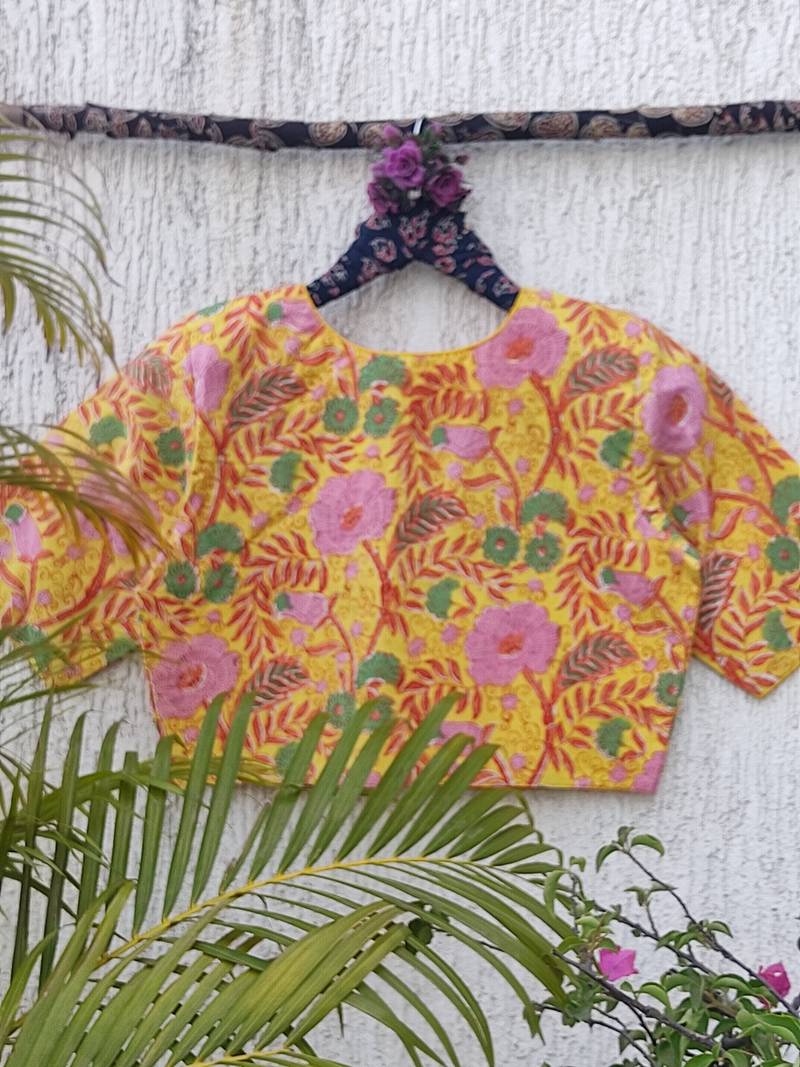 Multicolor premium cotton handblock printed blouse