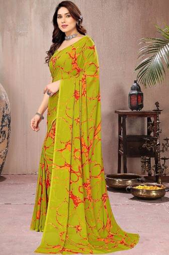 Tie and dye poly georgette leheriya saree