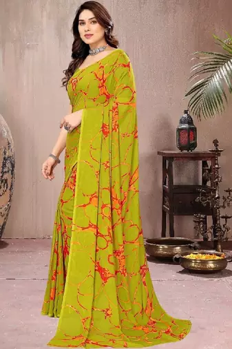 Tie and dye poly georgette leheriya saree