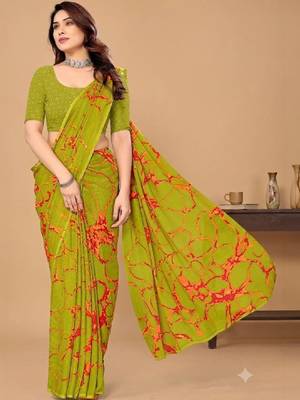 Tie and dye poly georgette leheriya saree 4