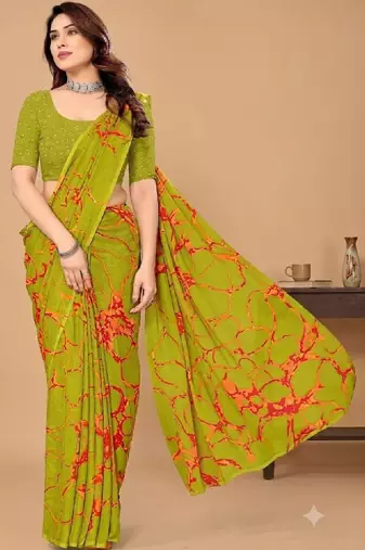Tie and dye poly georgette leheriya saree
