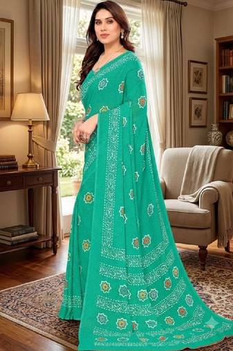 Bandhani poly georgette leheriya saree