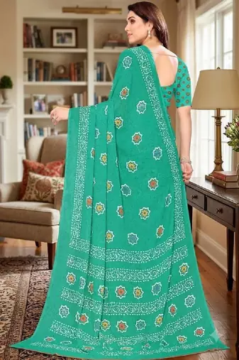 Bandhani poly georgette leheriya saree