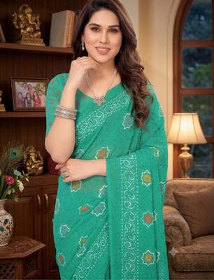 Bandhani poly georgette leheriya saree 4