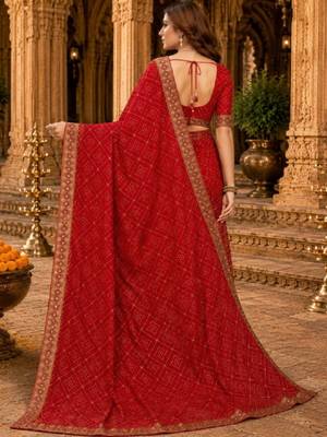 Bandhani embroidered poly georgette bandhani saree 2