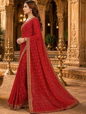 Bandhani embroidered poly georgette bandhani saree 3