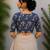 Navy blue premium cotton handblock printed blouse