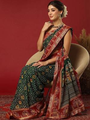 Bandhani zari pure georgette fusion bandhani saree 1