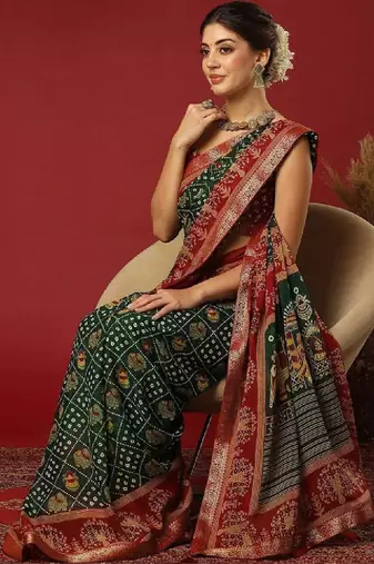 Bandhani zari pure georgette fusion bandhani saree