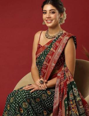 Bandhani zari pure georgette fusion bandhani saree 2