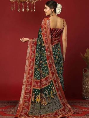 Bandhani zari pure georgette fusion bandhani saree 3