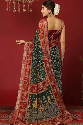 Bandhani zari pure georgette fusion bandhani saree