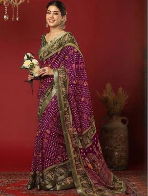 Bandhani zari pure georgette fusion bandhani saree 1