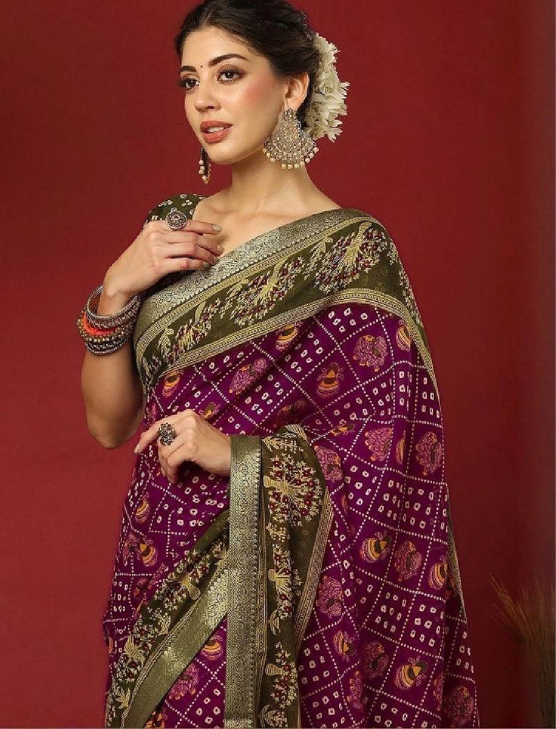 Bandhani zari pure georgette fusion bandhani saree