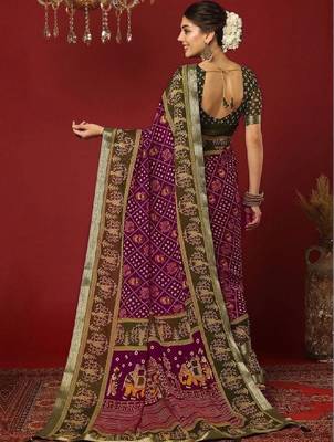 Bandhani zari pure georgette fusion bandhani saree 3