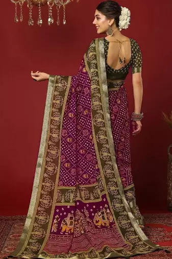 Bandhani zari pure georgette fusion bandhani saree