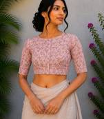 Pink premium cotton handblock printed blouse
