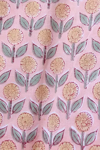 Pink premium cotton handblock printed blouse