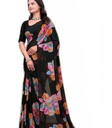 Floral poly georgette bandhani saree